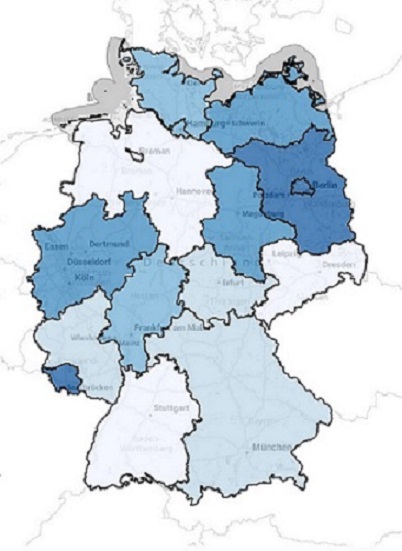 Das Bild zeigt eine Deutschlandkarte, ein Screenshot aus dem Regionalatlas.
