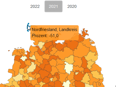 Ausschnitt der Karte Gästeübernachtungen