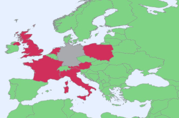 Das Bild zeigt einen auf Europa zentrierten Kartenausschnitt aus dem Atlas Außenhandel