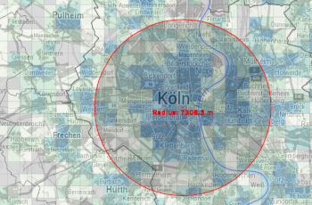 Das Bild zeigt einen Kartenausschnitt mit der Stadt Köln aus dem Zensus-Atlas 