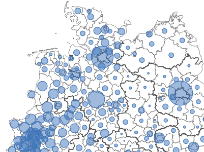 Kartenausschnitt einer Bubble Map