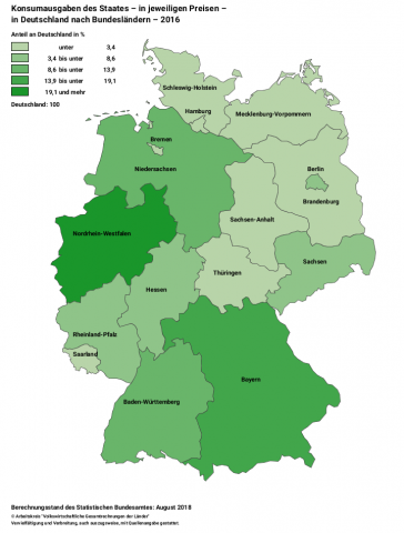 Konsumausgaben des Staates 2016 - in jeweiligen Preisen - in Deutschland nach Bundesländern