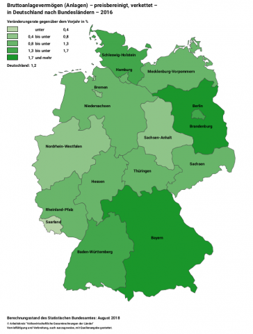 Bruttoanlagevermögen (Anlagen) 2016 - preisbereinigt, verkettet - in Deutschland nach Bundesländern
