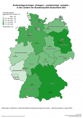 Bruttoanlagevermögen (Anlagen) 2021 - preisbereinigt, verkettet - in Deutschland nach Bundesländern