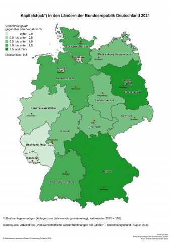 Kapitalstock 2021 in Deutschland nach Bundesländern