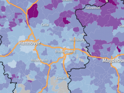 Das Bild zeigt einen Kartenausschnitt aus dem Flächenatlas