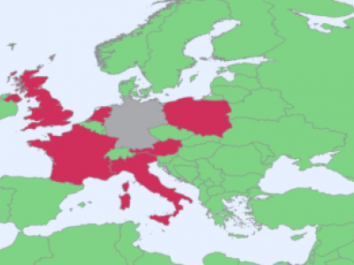 Das Bild zeigt einen auf Europa zentrierten Kartenausschnitt aus dem Atlas Außenhandel