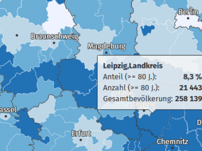 Das Bild zeigt einen Kartenausschnitt aus der Zur Karte Altersstruktur der Bevölkerung