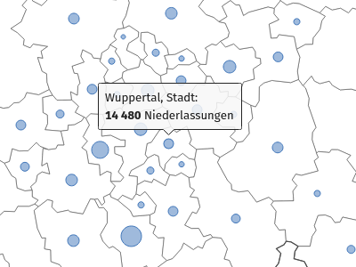 Kartenausschnitt aus einer Bubble Map