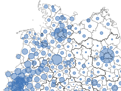 Kartenausschnitt einer Bubble Map